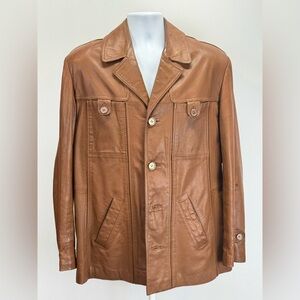 CANDA Men's Vintage Brown Goat Leather Jacket size 56/US 46.